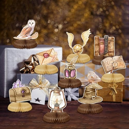 Magical Wizard Birthday Decorations 9Pcs Honeycomb Centerpieces