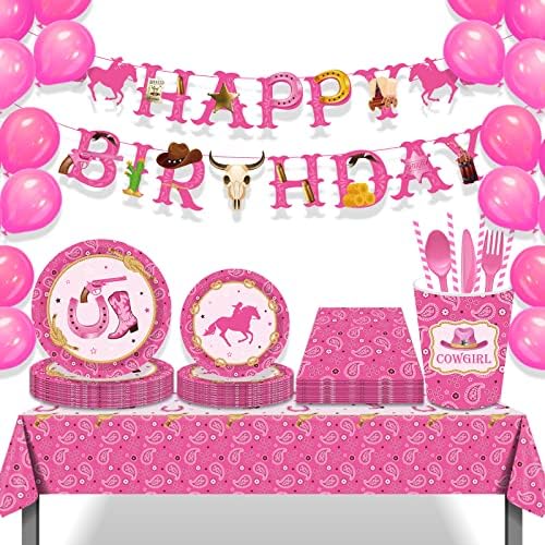 Tudomro Pink Cowgirl Party Table Cover Bandana Tablecloth 2 Pack