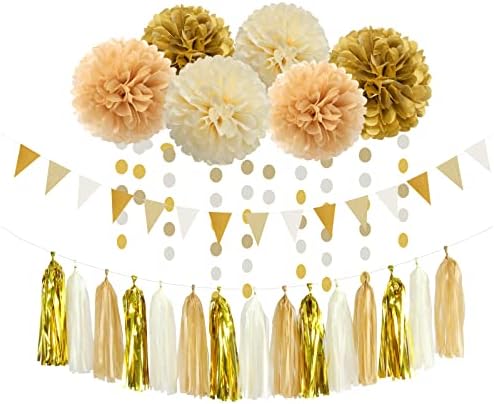 White Gold Champagne Party Decorations 23pcs Set