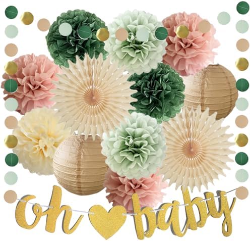 Sage Green and Dusty Pink Baby Shower Decorations