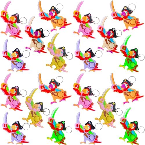 20 Packs Bulk Mini Pop Parrots Keychain Fidgets