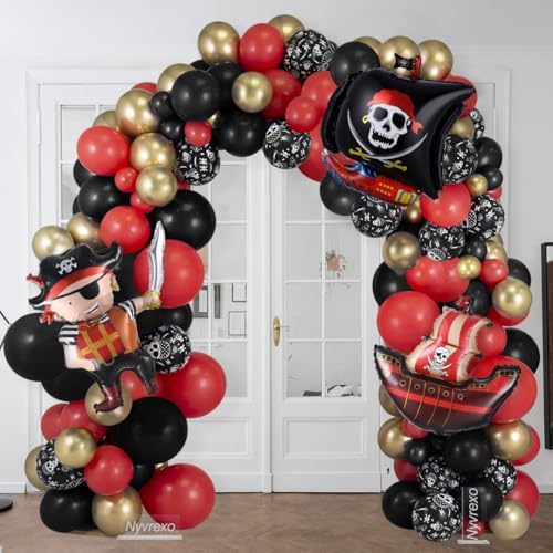 Pirate Birthday Decorations 142Pcs Balloon Kit with Arch and Garland