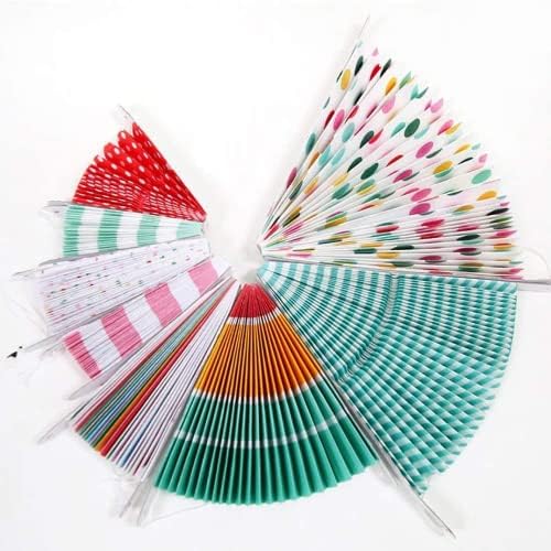8 Piece Colorful Hanging Paper Fans Party Set