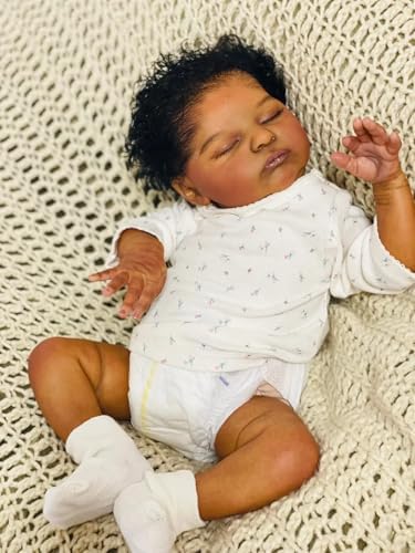 19 Inch Black Reborn Baby Doll with Curly Hair