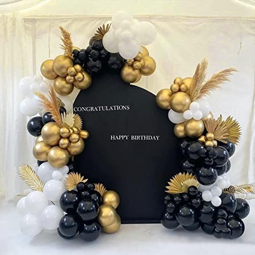 FOTIOMRG Black Balloons 12 Inch 50 Pack with Ribbon