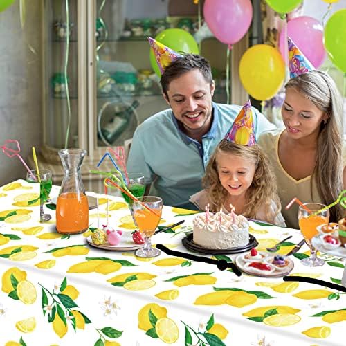 Wiooffen 3 Pcs Lemon Tablecloth Set for Birthday Party