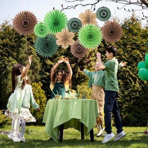 11 Pcs Tropical Jungle Hanging Paper Fans Decor Set