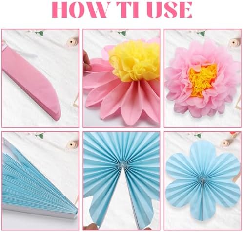 BestoFun 12PCS Pastel Tissue Paper Flowers Fans Decorations
