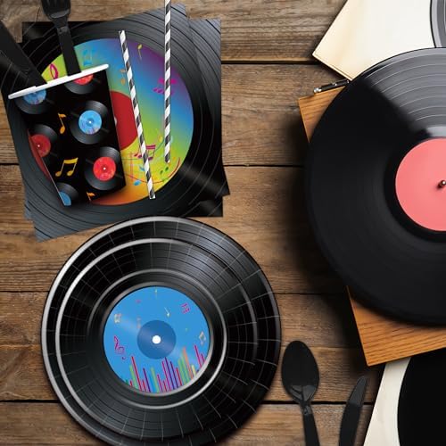 50s Rock Record Party Tableware Set for 24 Guests