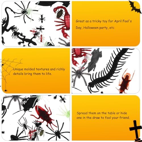 Totority Hyper-Realistic Bugs 44PCS Scary Prop Set