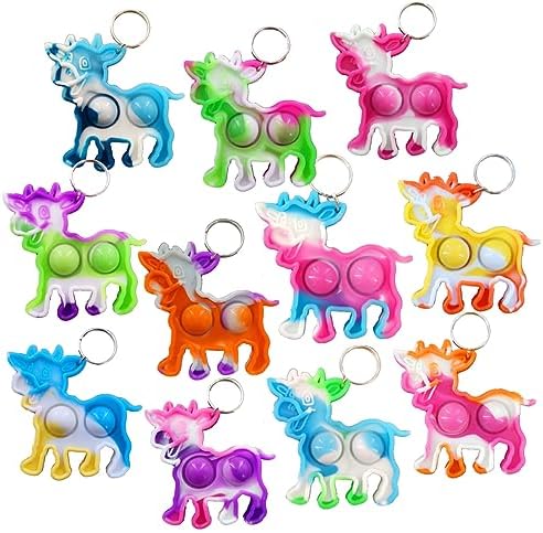 100-Pack Mini Pop Cow Fidget Keychain Backpack