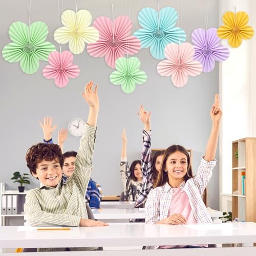 COCHIE Pastel Paper Fan Flowers Classroom Decorations Set