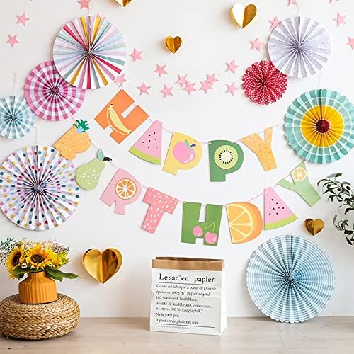 8 Piece Colorful Hanging Paper Fans Party Set