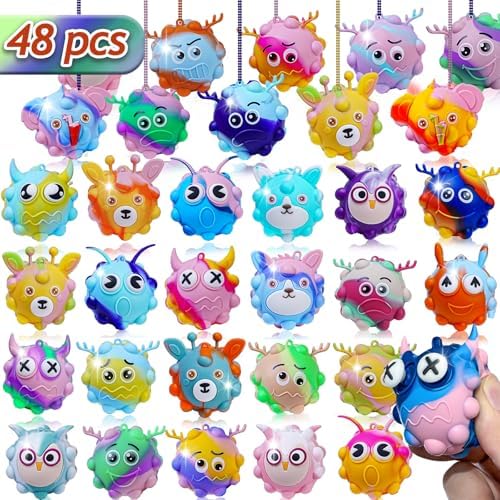 48 Pack Pop Fidget Toys Bulk 3D Stress Relief Squeeze Ball
