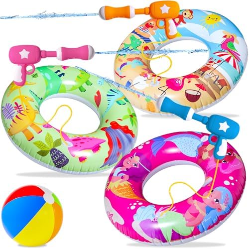 Pool Party Set with 3 Swim Rings Water Guns and Beach Ball