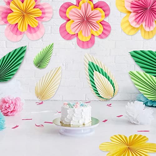 Pink Yellow Hanging Paper Flower Fans Decor Set