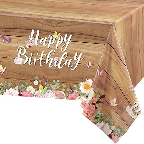 Floral Birthday Tablecloths with Butterfly Design 3 Pcs