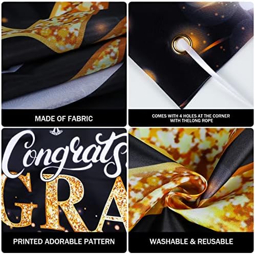 2025 Graduation Banner Black and Gold 728x433 Inch