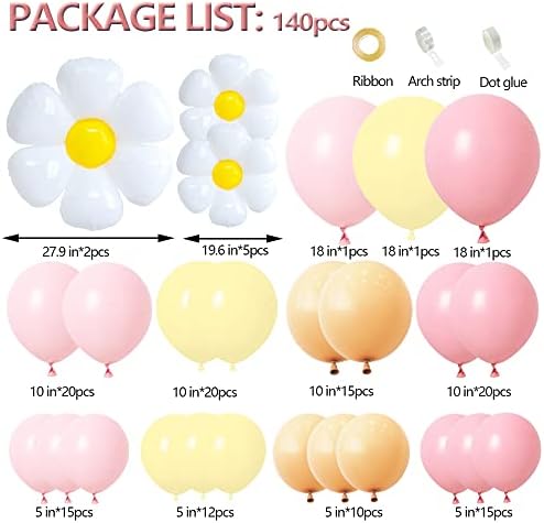 Daisy Balloon Garland Arch Kit Pastel Pink Yellow Boho Decor