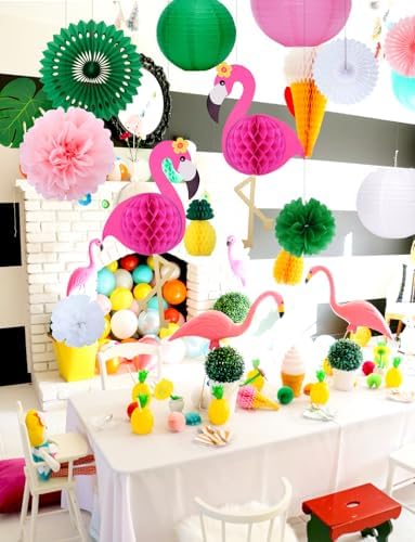 Flamingo Party Decorations Set 16 Pcs Tropical Beach Theme