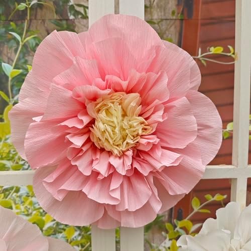 Mybbshower Crepe Paper Flowers Pack of 4 Blush Pink White