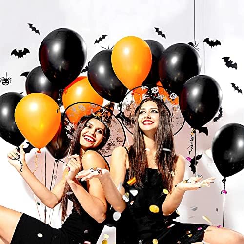 FOTIOMRG Black Balloons 12 Inch 50 Pack with Ribbon