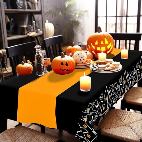 Childom 3 Pack Halloween Tablecloths 54x108 Inches