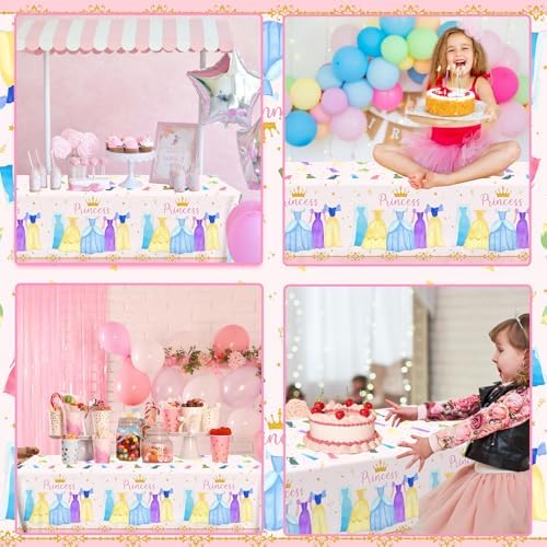 Cextoga Princess Tablecloths 3pcs Waterproof Party Decorations