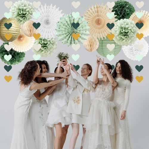 Sage Green Gold Party Decorations Kit