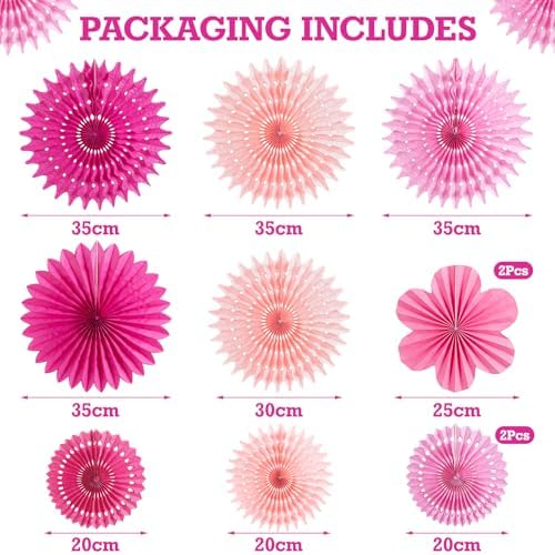PAPER JAZZ Hot Pink Paper Flowers Decorations Pack of 11
