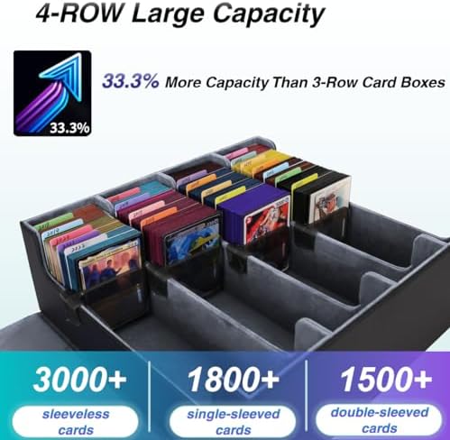 Venssu 4-Row Card Storage Box for 3000 Magic Cards