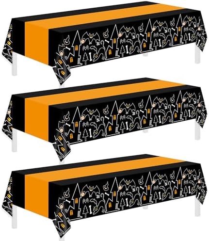 Childom 3 Pack Halloween Tablecloths 54x108 Inches