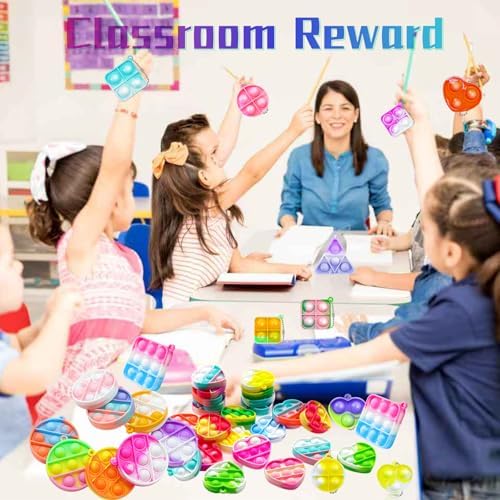 180 PCS Pop Fidget Keychain Pack for Kids