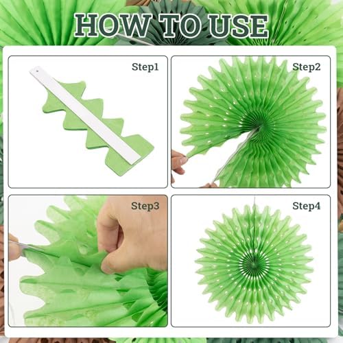 11 Pcs Tropical Jungle Hanging Paper Fans Decor Set
