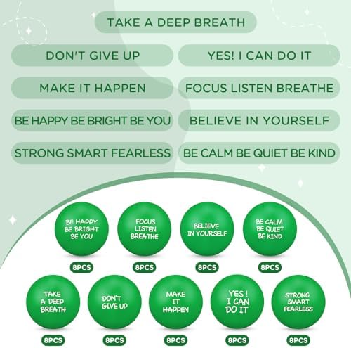 Shappy 72 Pcs Stress Relief Therapy Fidget Balls with Quotes