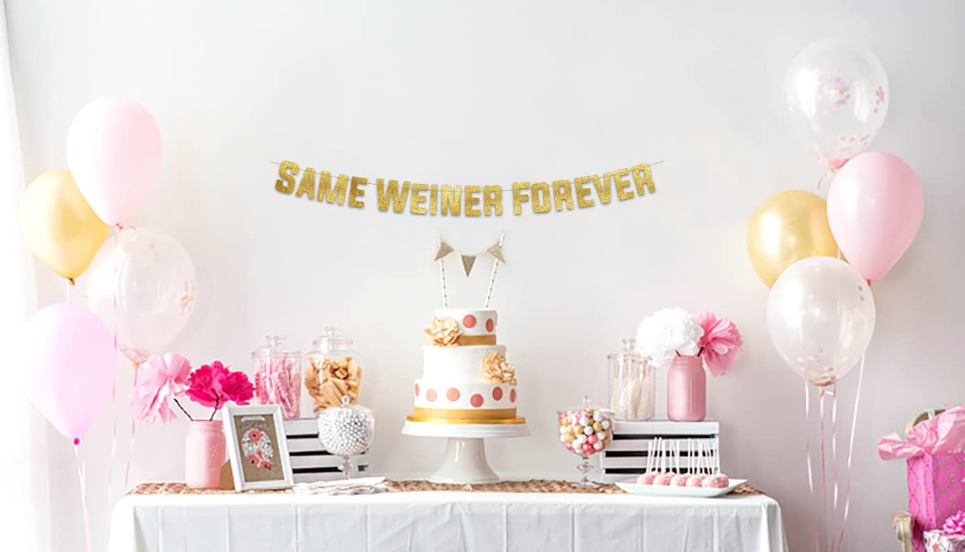 Funny Bachelorette Gold Glitter Banner for Party Decorations
