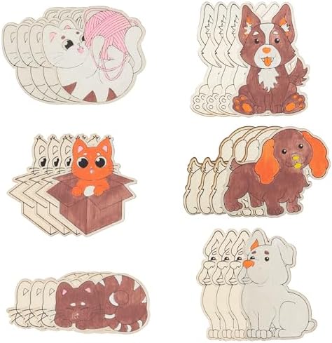 Cat Dog Wood Painting Kits 24 Count