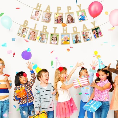 Golden Happy Birthday Photo Banner for Kids and Adults