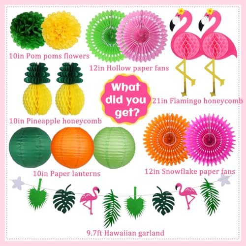 Yuxiou Tropical Party Decor Set with Flamingos and Pineapples
