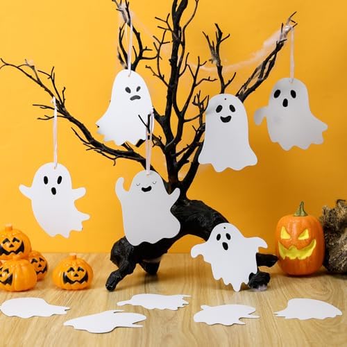 Motipuns 60 Pcs Halloween Ghost Scratch Card Craft Kit