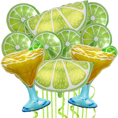 10Pcs Margarita Lime Mylar Balloons Set