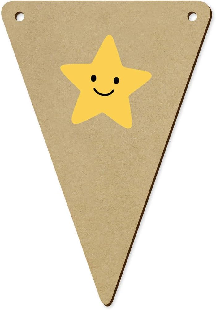 5 x 140mm Happy Star Wooden Bunting Flags