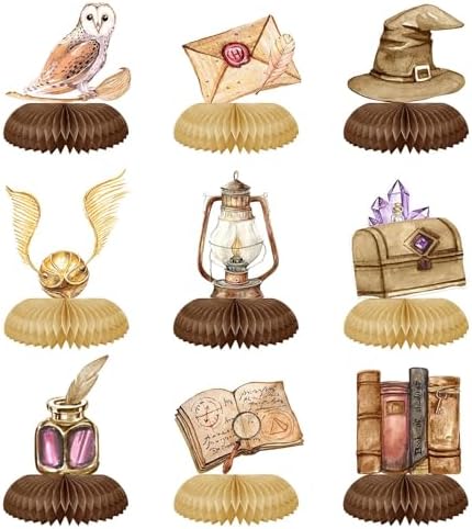 Magical Wizard Birthday Decorations 9Pcs Honeycomb Centerpieces