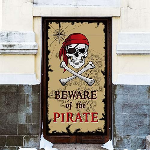 Beware of Pirates Door Banner for Party Decorations