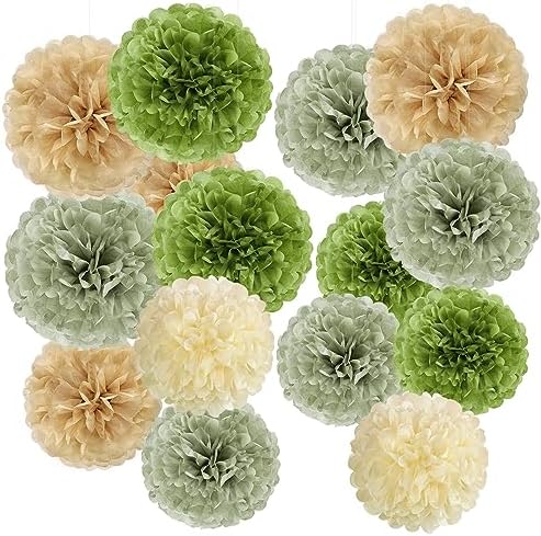 Easy Joy Olive Sage Green Pom Poms Party Decorations