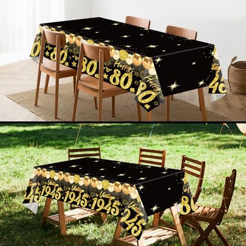 Uiorgui 2pcs 80th Birthday Tablecloth Set