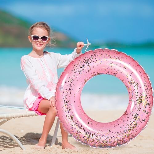 Whaline 4Pcs Glitter Rose Gold Swim Rings