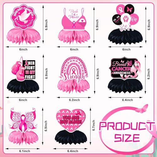 JULMELON Breast Cancer Awareness Honeycomb Centerpieces 8PCS