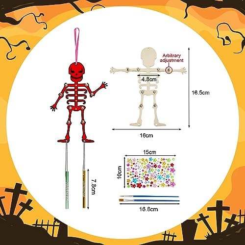 Fennoral 9 Pack Skeleton Wind Chime Kit for Kids