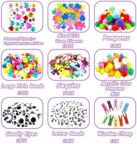 VLUSSO 3000Pcs Arts and Crafts Kit for Kids Ages 4-12